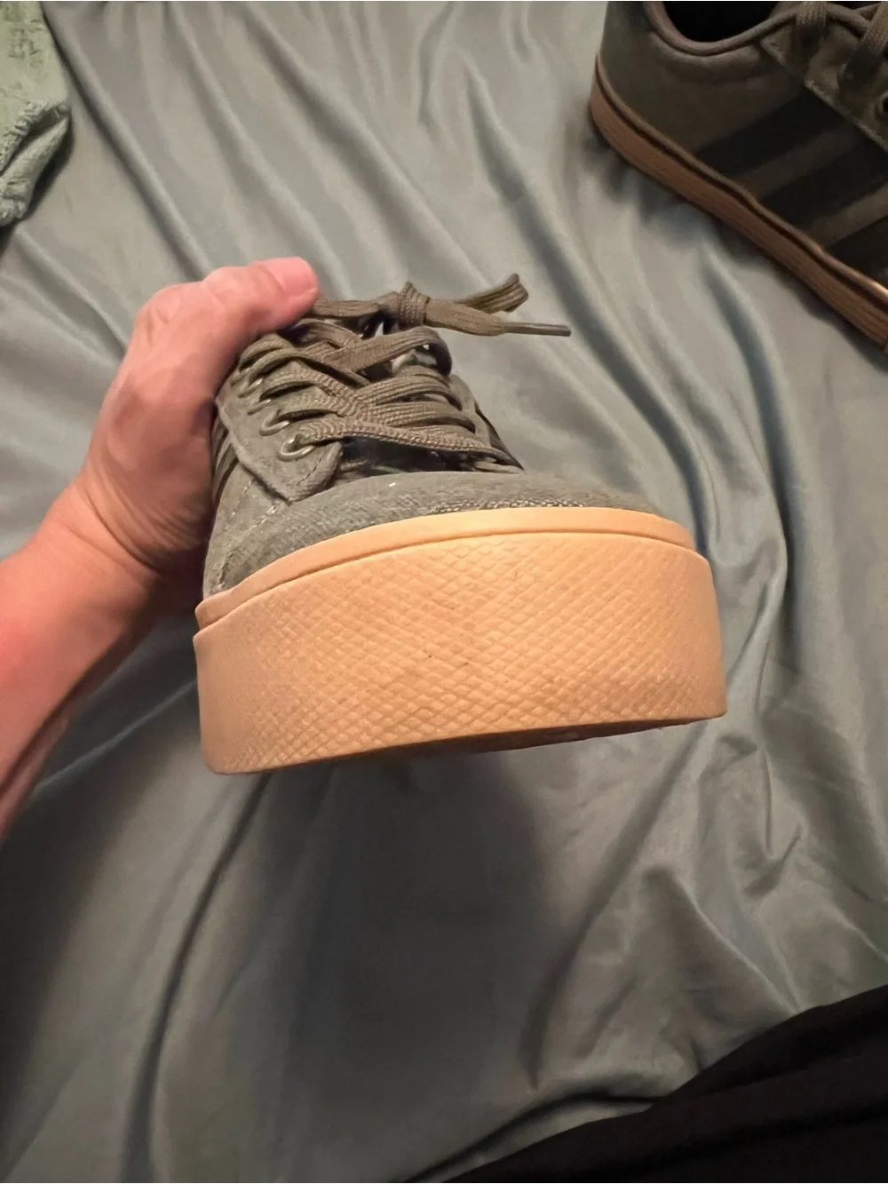 Adidas Daily 4.0 Men’s Dark GreenCanvas Sneakers with Black Stripes.